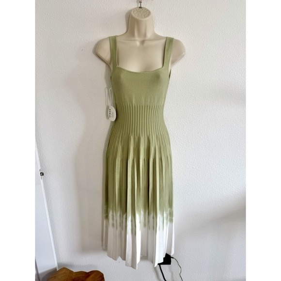 STAUD Dresses & Skirts - Staud‎ Ellison Dress NWT Sz S Midi Green Ombre Knit Scoop Neck A-Line Cocktail